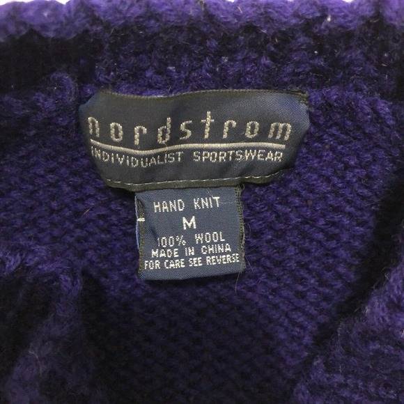 Nordstrom Individualist Sportswear Blue Wool Knit Sweater Tassel Vintage 80s M - Picture 8 of 12
